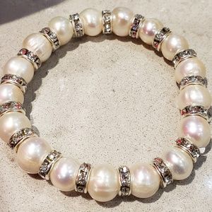 925 Silver Pearl Stretch Bracelet